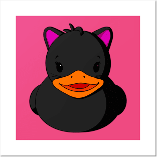 Black Kitty Cat Rubber Duck Posters and Art